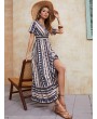 Summer Bohemian Style V-Neck High Waist Dress