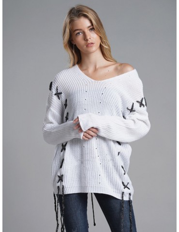 Overlapping Overhead Loose Sweater