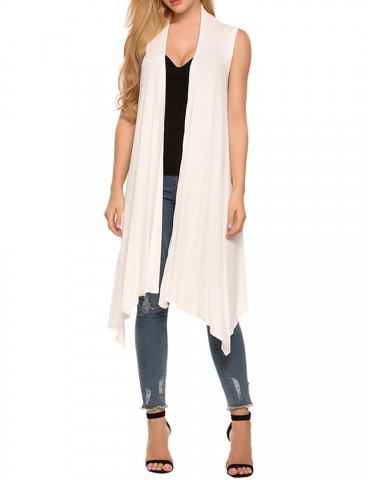 Casual Solid Sleeveless Irregular Cardigans for Women