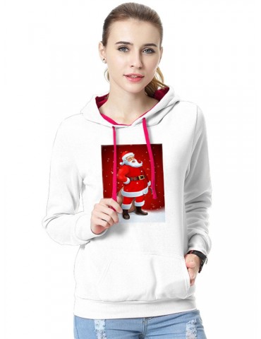 Casual Santa Claus Print Long Sleeve Hoodie for Women