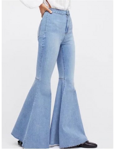 Vintage High Waist Stretchy Flared Denim Trousers