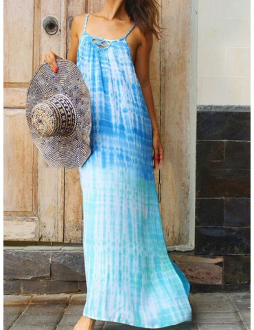 Tie-dyed Spaghetti Straps Maxi Dress For Women